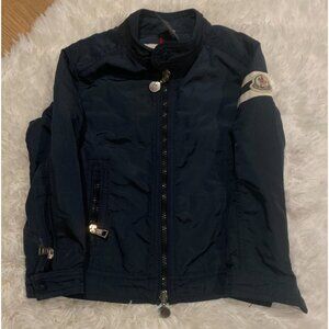 Moncler Blue Biker Jacket Navy Polyamide Logo Coat Size 110cm 5 Years